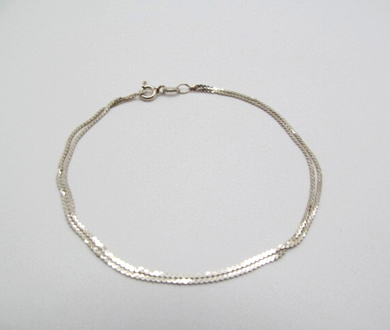 925 Sterling Silver Italy Double Serpentine Link Layer Chain Bracelet 7.25 In