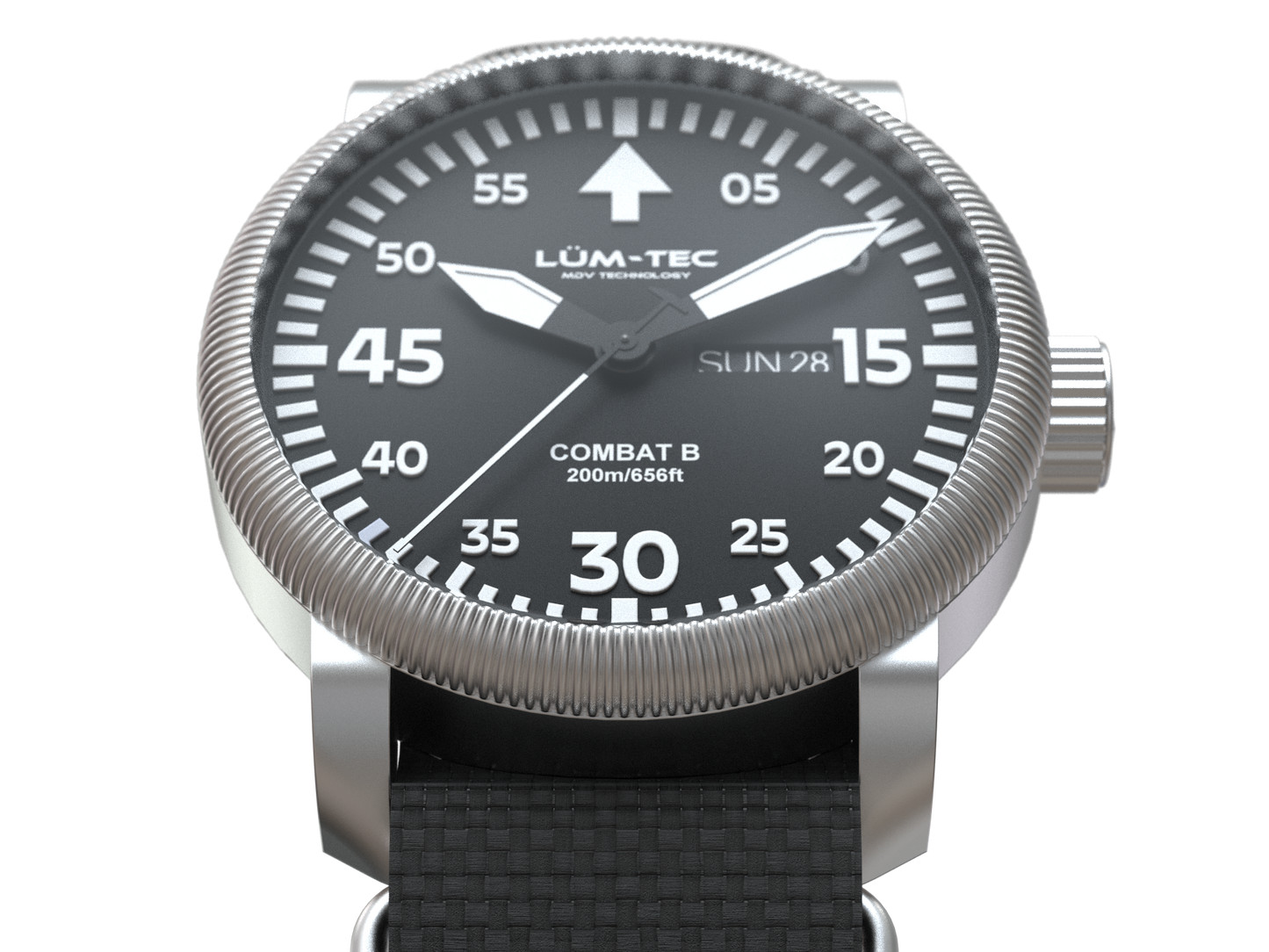 Lum-Tec Mens Watch Combat B67 Day Date 43mm Black Dial Miyota Japan 2105