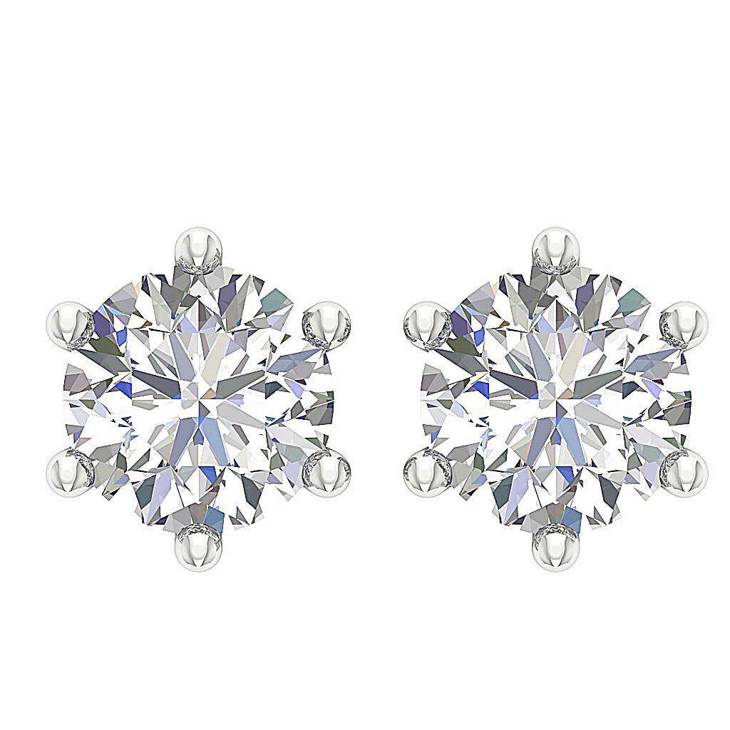 SI1 G Natural Diamond Solitaire Studs Earrings 0.45 Carat White Gold Screw Back