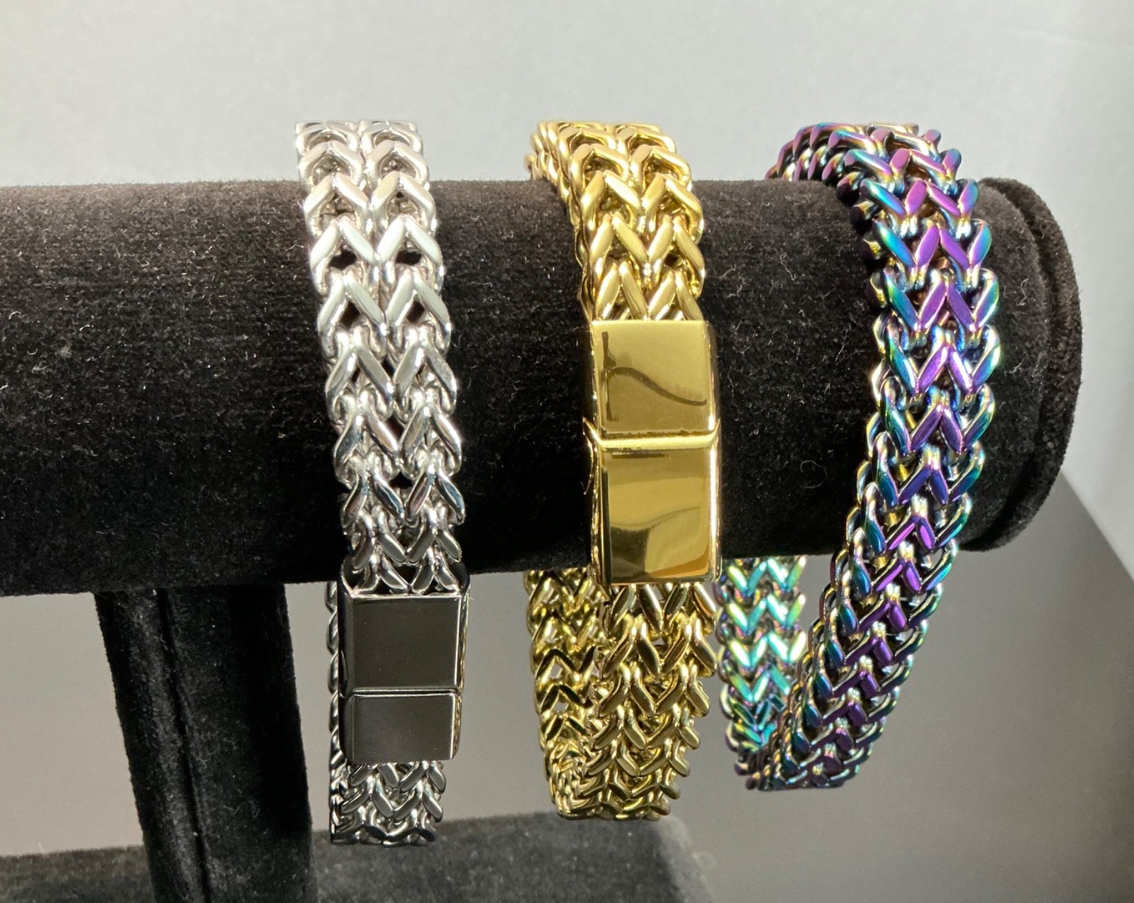 New Bracelet Hip Hop Men Women Gift Teen 8 Inches Iridescent Gold Colorful