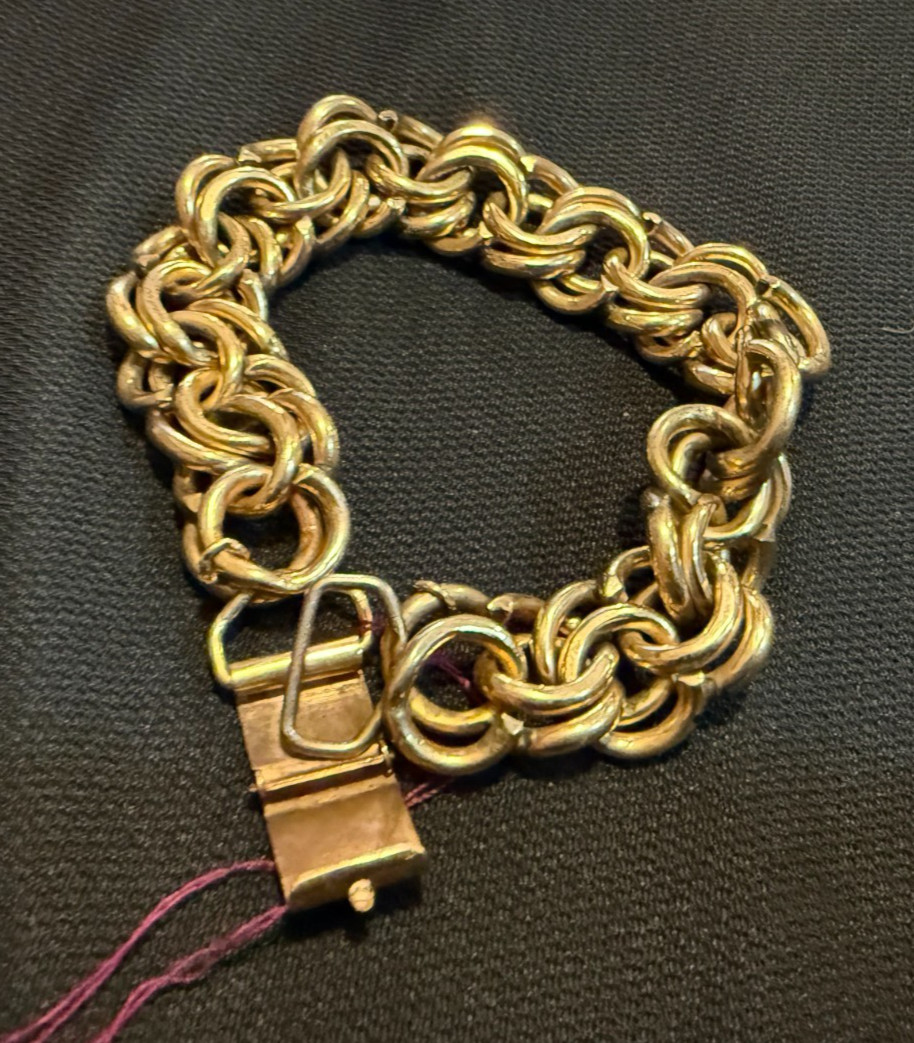 Vintage 1/20 12K 52G Gold Filled Double Spiral Link Charm Bracelet Heavy Chain
