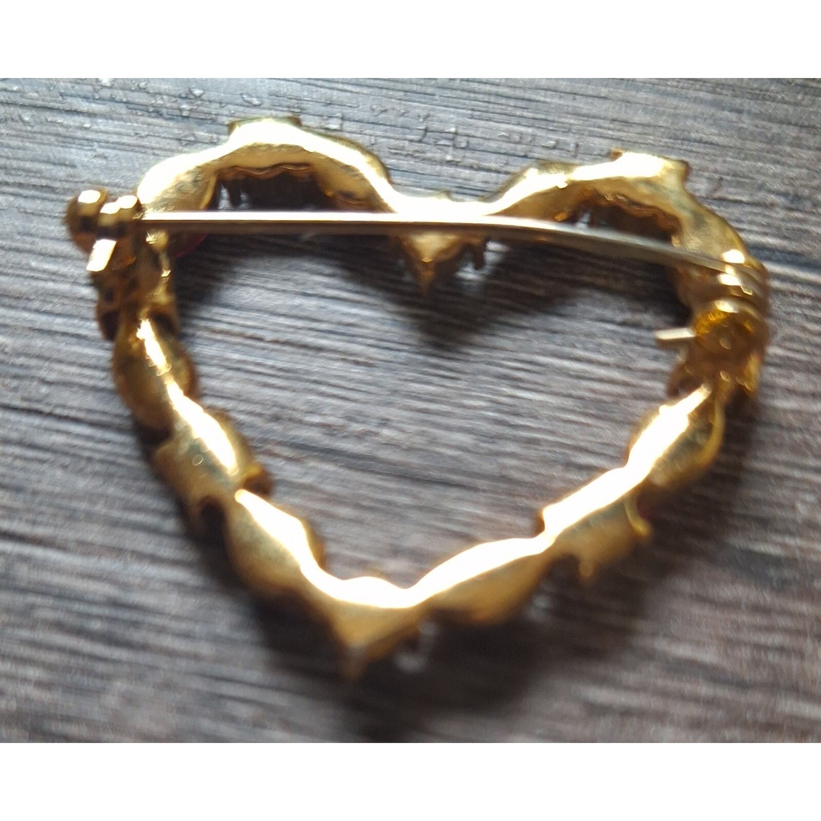 Heart Valentines Red White Rhinestone Pin Broach