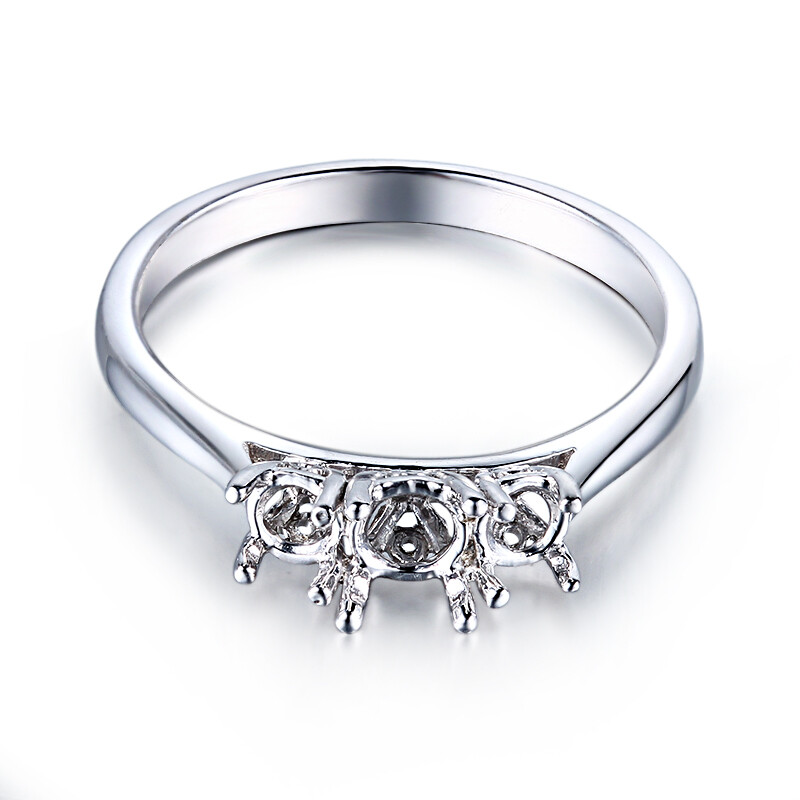 Round 4mm to 4.75mm & 3mm to 3.6mm Semi Mount Ring Solid 10k White Gold Jewelry