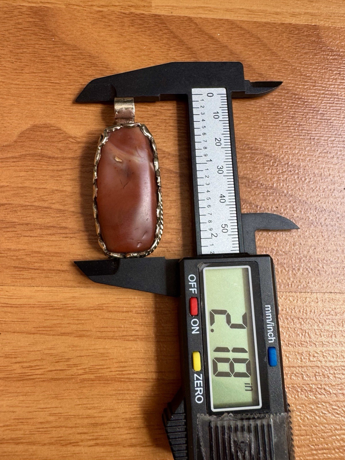 Vintage Himalayan Agate Pendant Auspicious Floral Carving Set in Silver 2in,20g