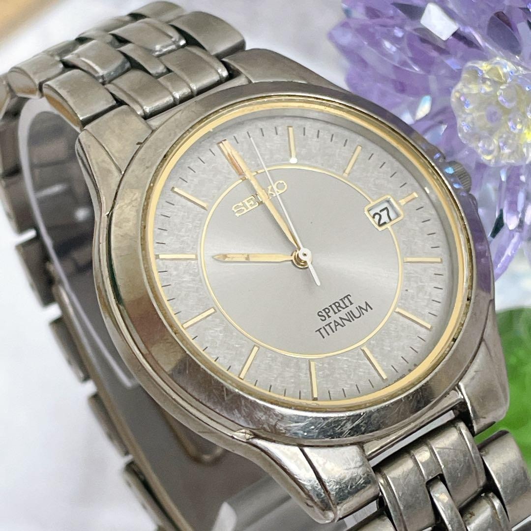SEIKO Spirit Titanium Watch, Date Display, Men’s, Two-Tone
