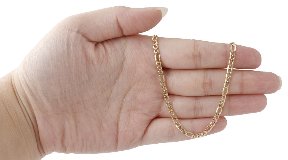 Genuine 10K Yellow Gold Figaro Chain 3.50mm Necklace High Polished 16-30 Inches