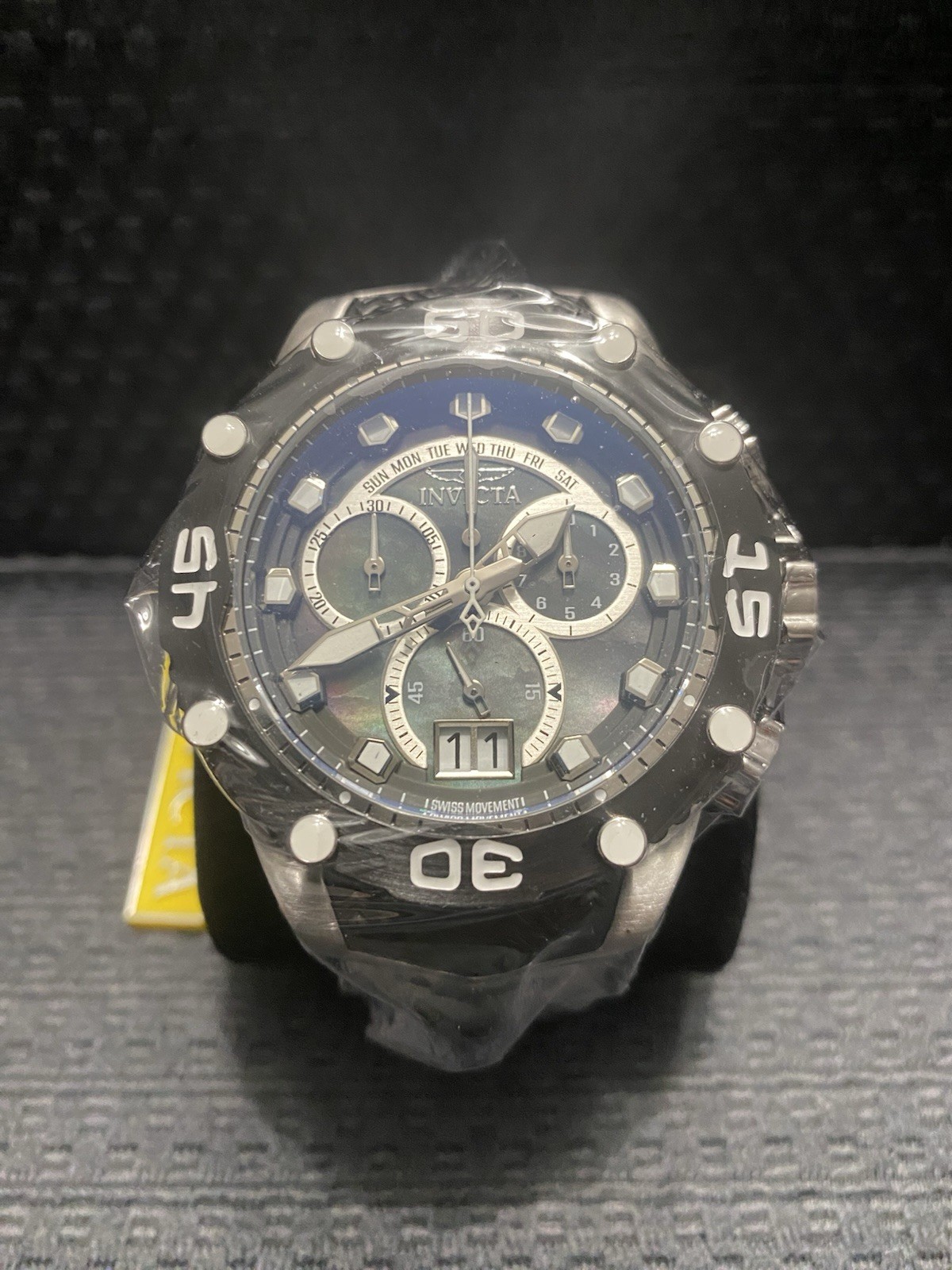 Invicta 48.5mm Subaqua Noma Vlll Swiss Quartz, Black Mop Dial Watch, Model#47291