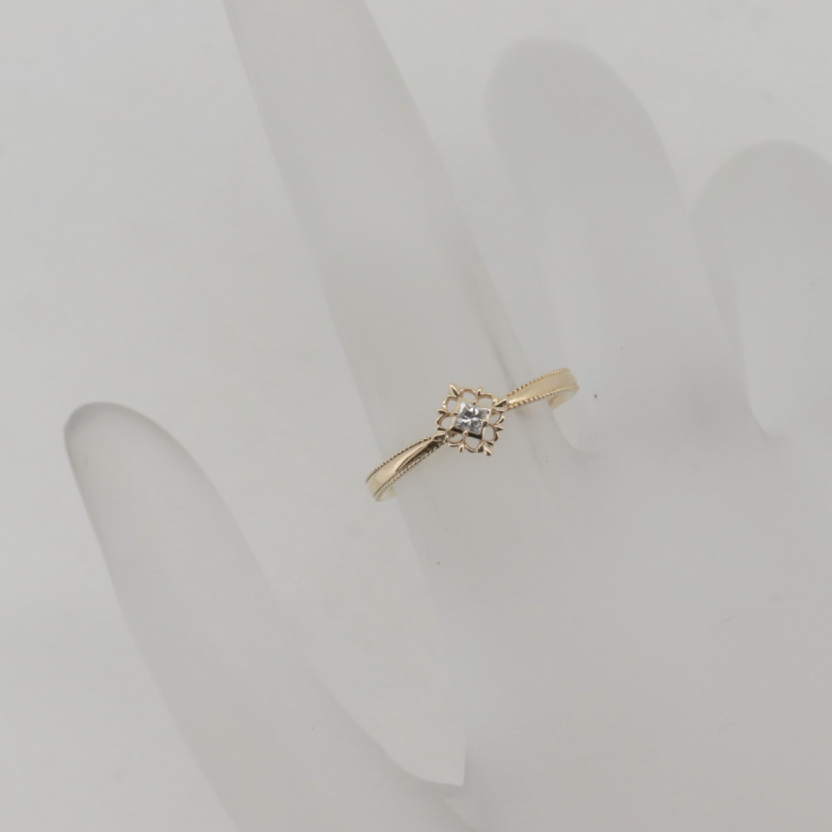 Agate Diamond Ring US Size 5 0.05ct 18K Yellow Gold