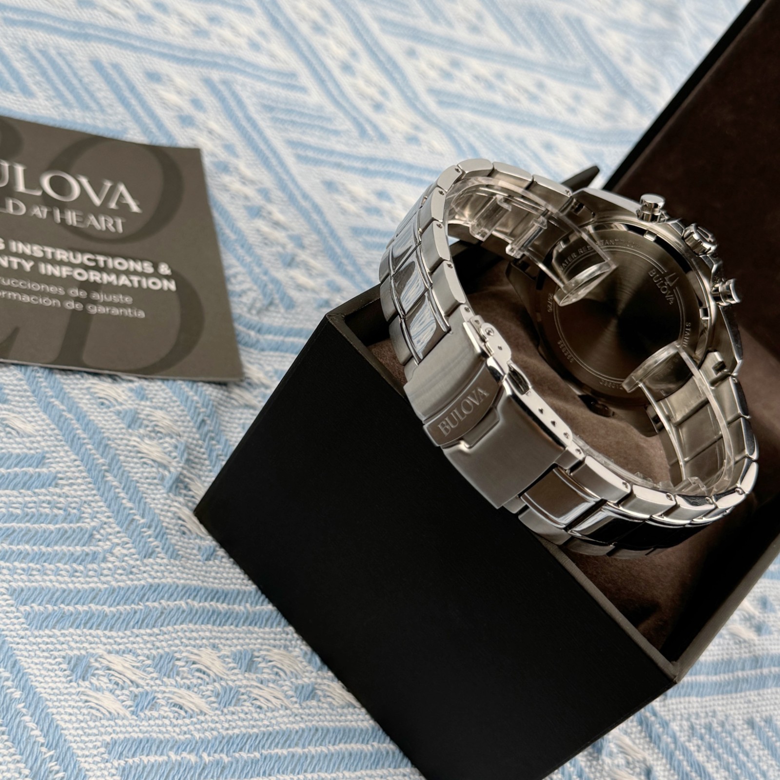 New Bulova Marine Star Chronograph Men’s Watch Blue Dial 43mm/96B256