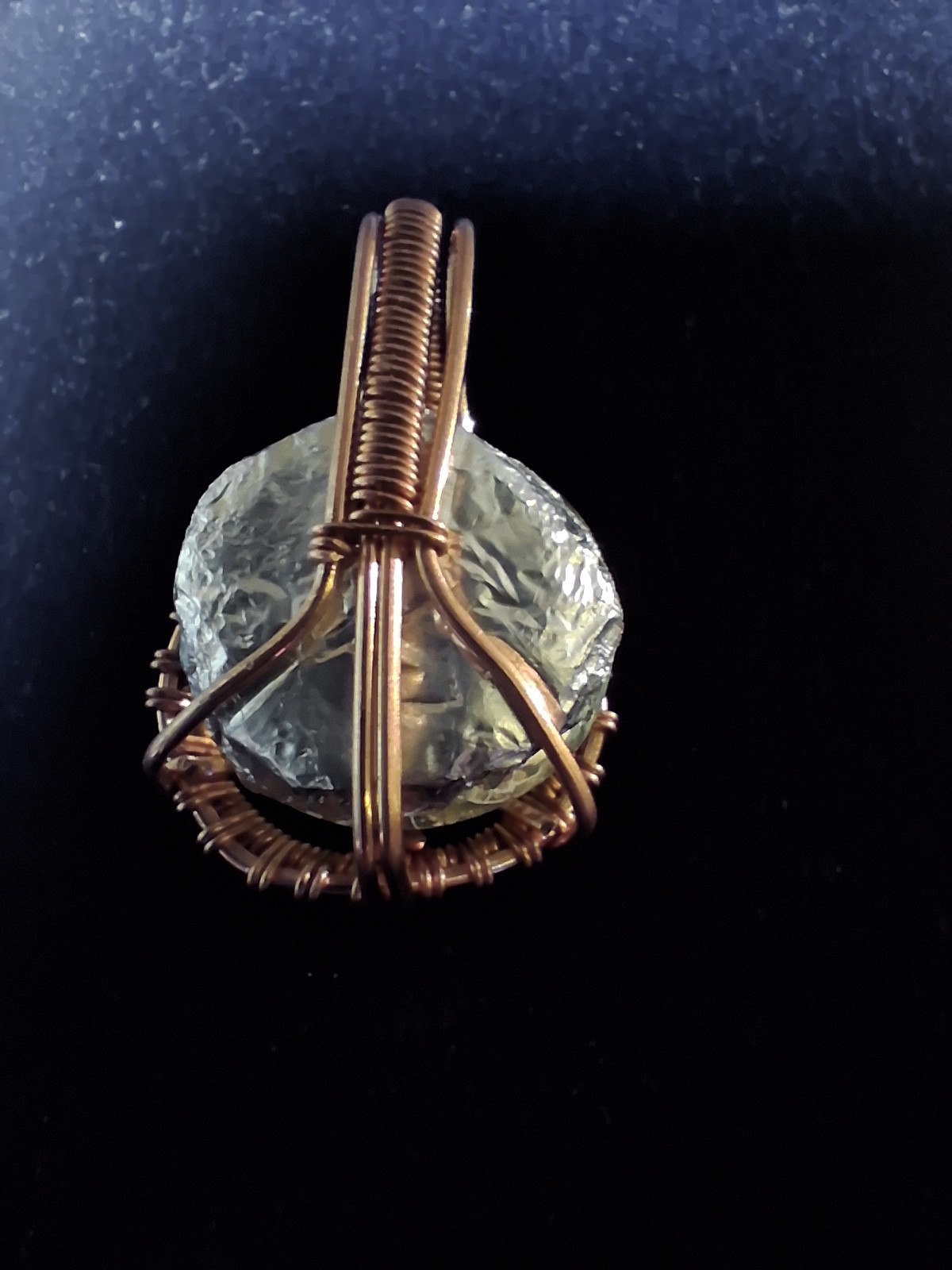 Handcrafted Copper Wire Wrapped Glass Pendant Charm