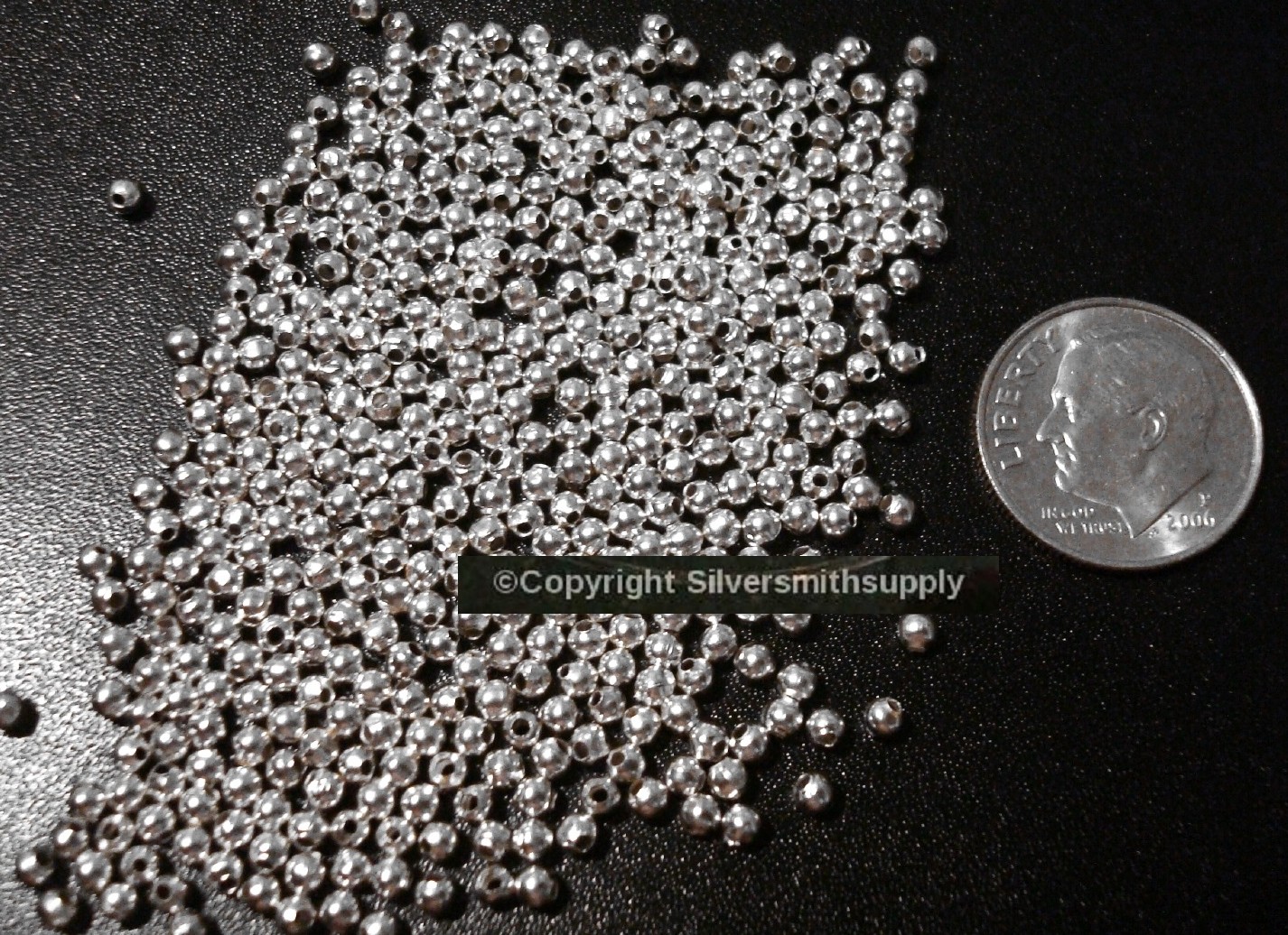 Spacer beads 2.4mm round seamed silver plated metal 500 pcs in each lot fpb056B