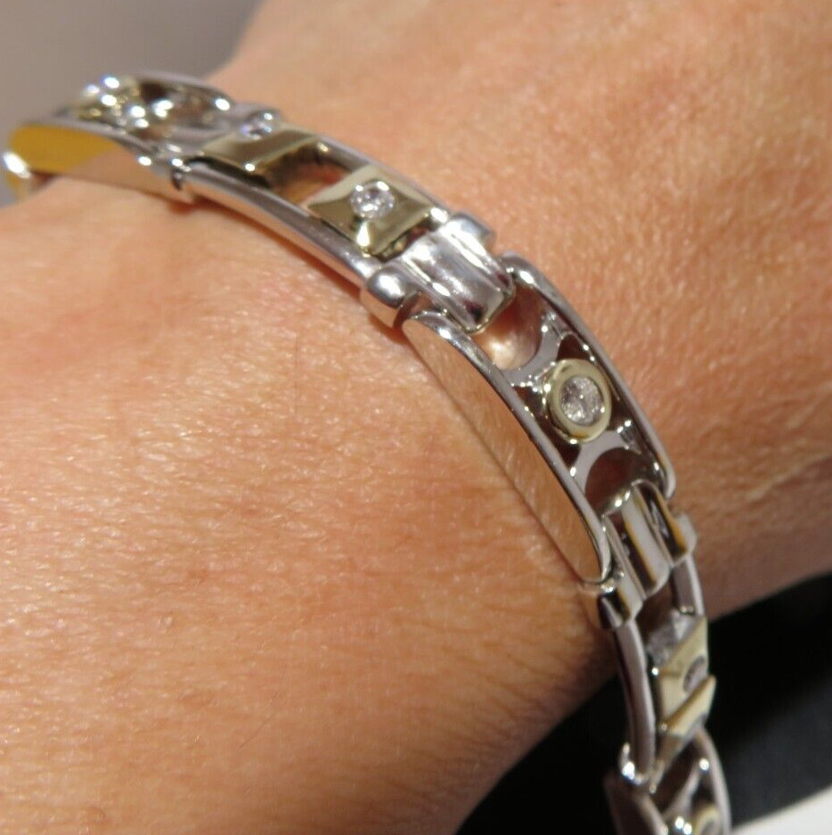 14K 2TONE MEN’S DIAMOND BRACELET 0.90 tcw 8″ LONG 9.21 MM WIDE 42.13gr (AI-2285)