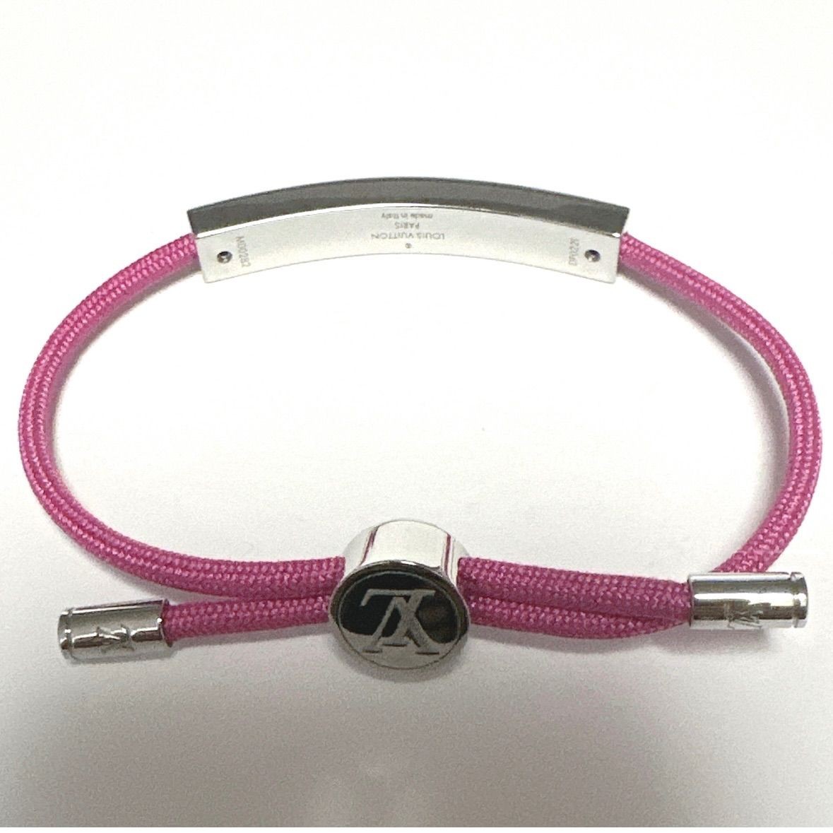 Louis Vuitton Authentic Bracelet LV Space Pink Metal Canvas M00282 DP0221 25.5cm