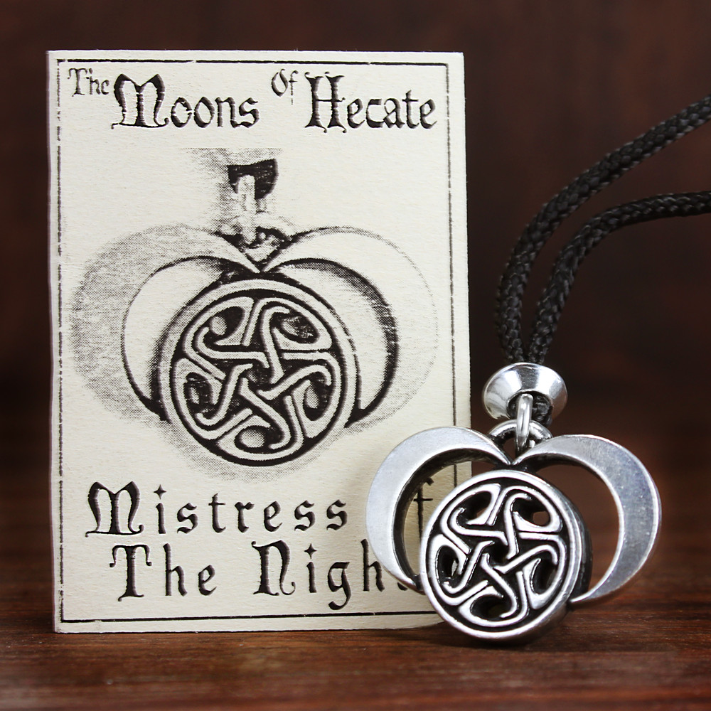 Moons of Hecate Necklace Goddess Pendant Pentacle Jewelry Wicca Pagan Talisman