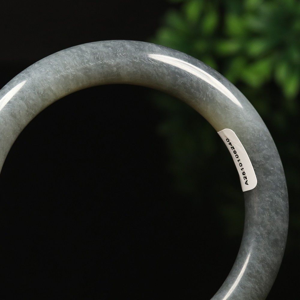 61mm Certified 100% Natural Grade A Black Green Xiu Jade Bangle Bracelet 12533