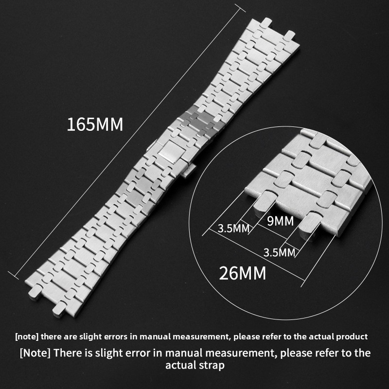 316L Solid Stainless Steel Watch Band Straps Mens Bracelet 26mm with Tools