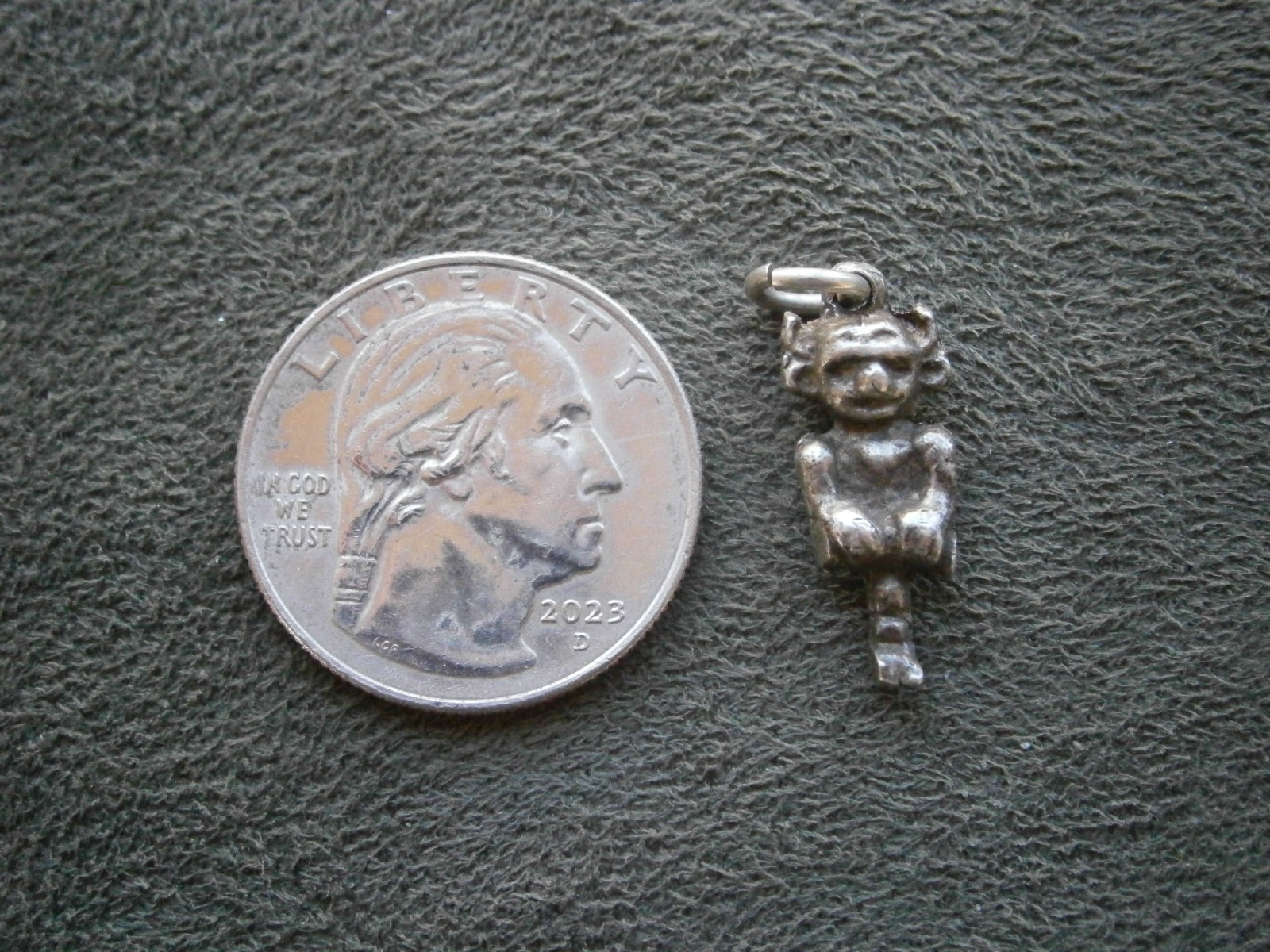 Lincoln Imp Vintage 1940s Solid Sterling Silver Bracelet Charm Pendant 3.0g