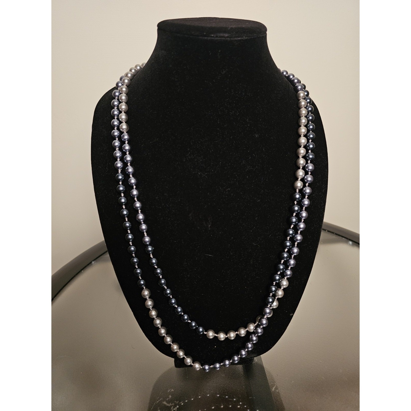 Loft Double Strand of Blue Pearl Beads