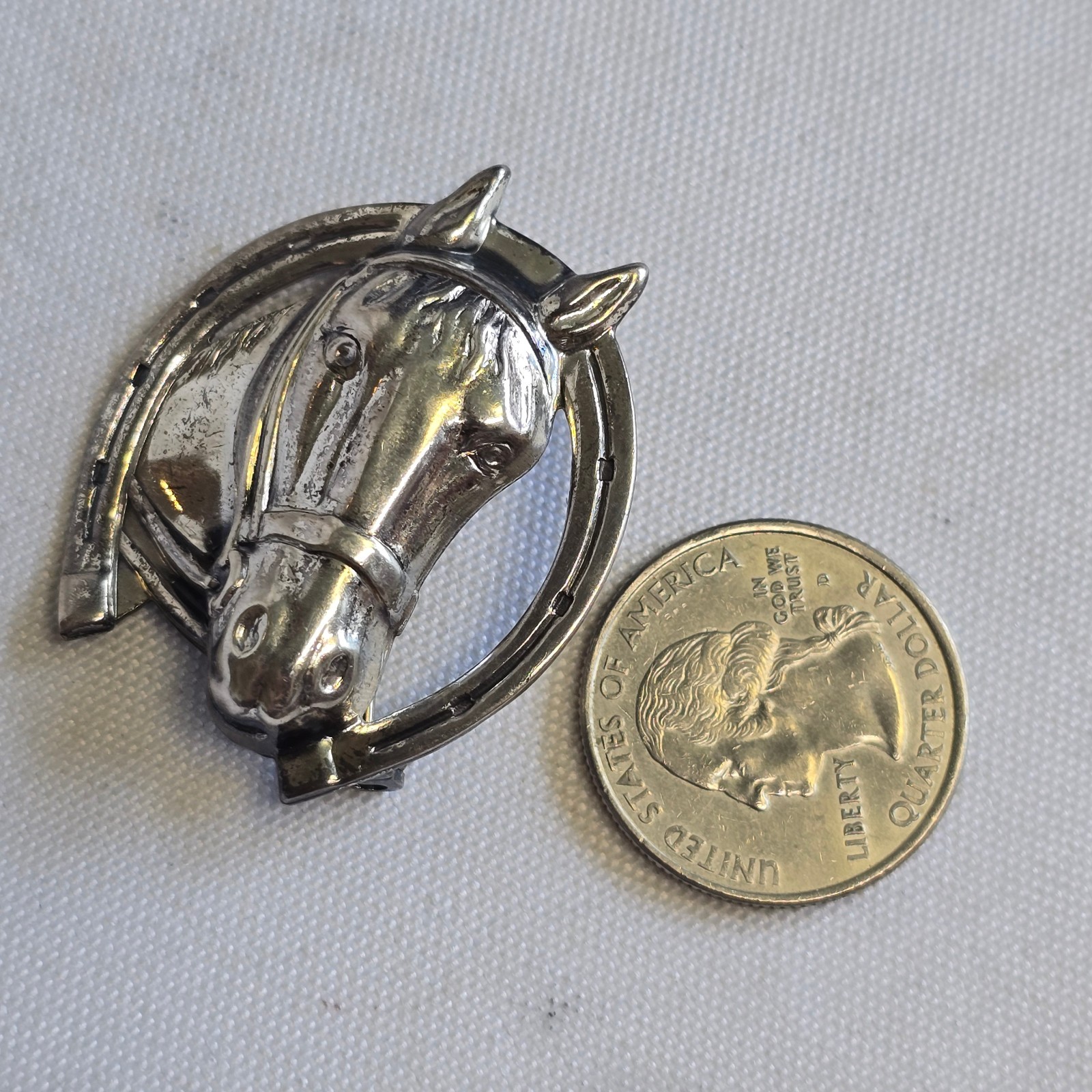 Sterling Silver Brooch 5.92g Fine Jewelry Horse & Horse Shoe Scatter Pin