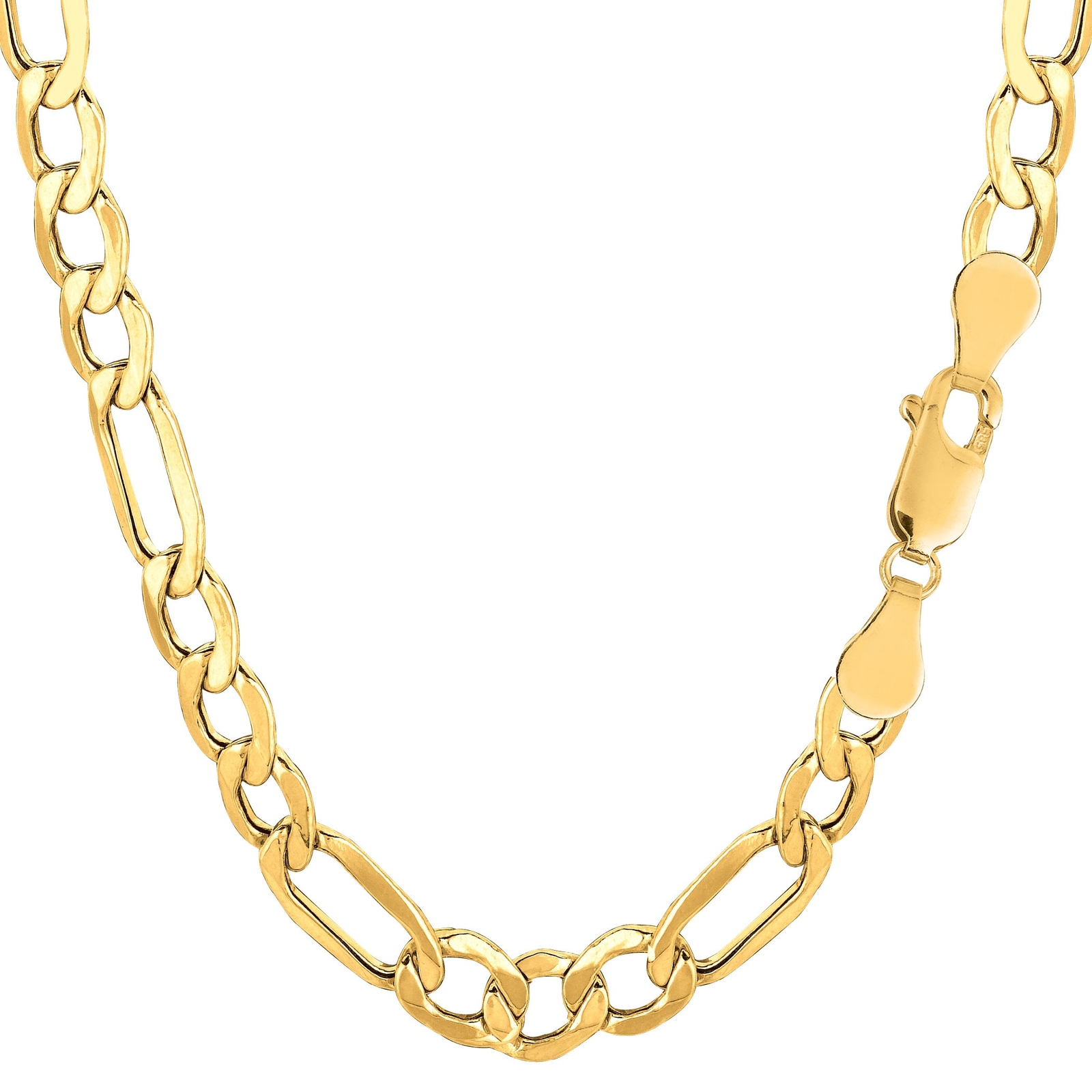 14k Yellow Real Gold Filled Solid Figaro Chain Necklace, 6.0 mm (8.5 Inches)
