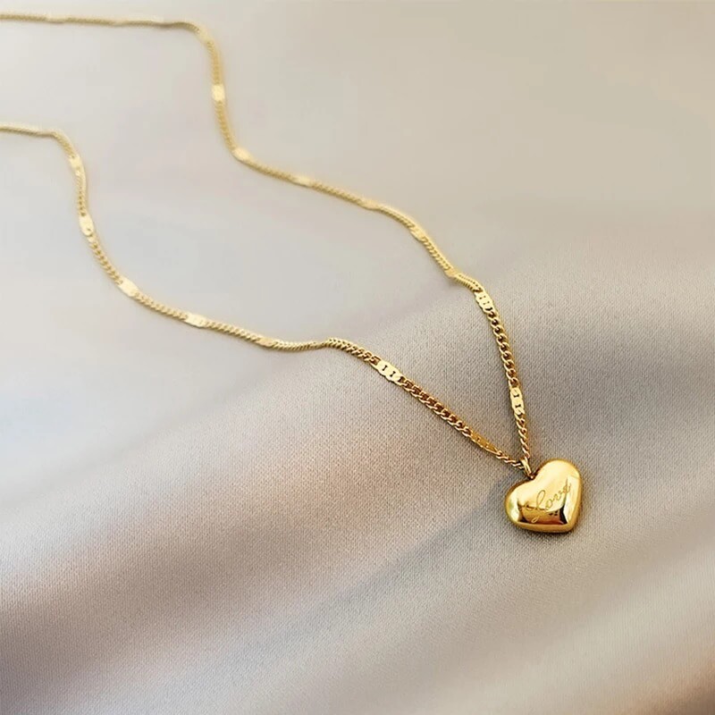 Collares 14K Collar Con Pendiente de Corazon Joyeria Fina Regalos para Mujeres
