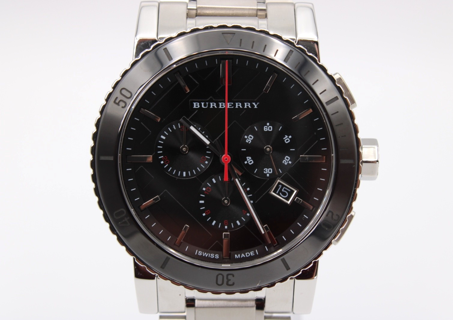 BURBERRY THE CITY BU9380 Stainless Steel Black Dial Chronograph Men’s Watch