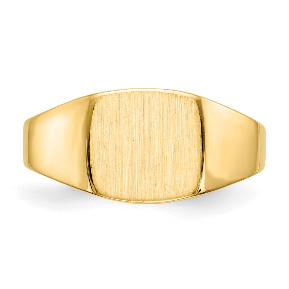 14k Yellow Gold 9.0×8.5mm Cushion Closed Back Signet Men’s Ring Size 7