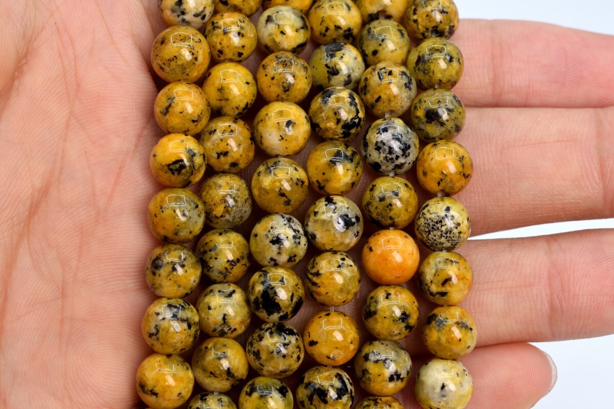 8MM Mustard Yellow Jade Beads Grade AA Round Gemstone Loose Beads