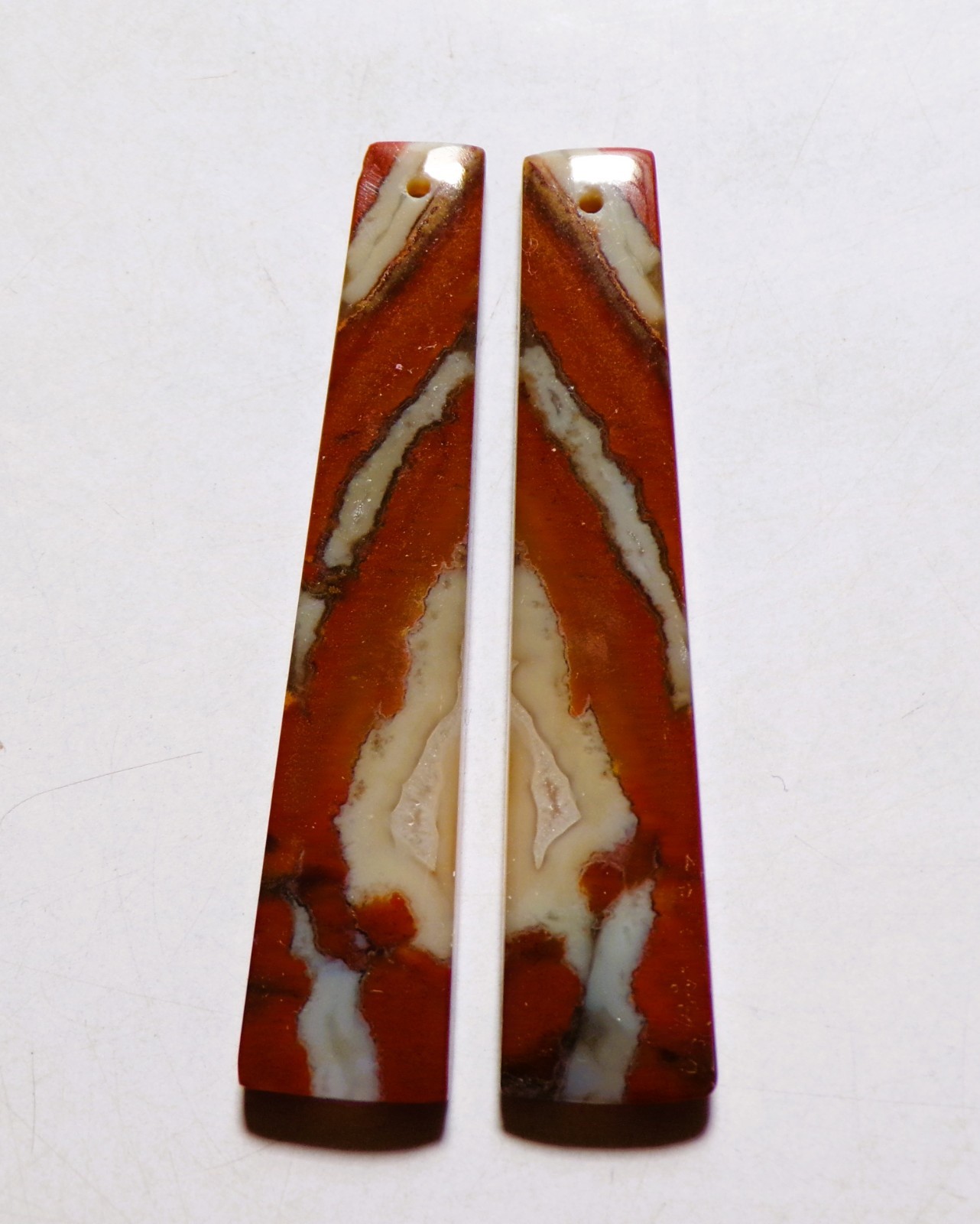 39.10 Cts Natural Red Jasper Drilled Cabochon Match Pair Gemstone 51X10.6MM