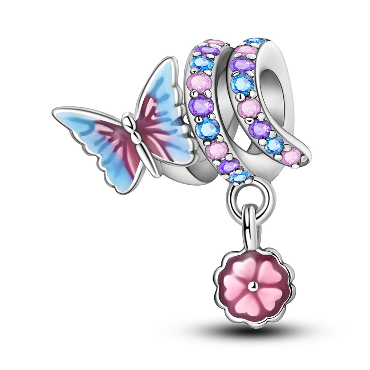 LAZA 925 Sterling Silver DIY Charm Enamel Colorful Butterfly fit Women Bracelet
