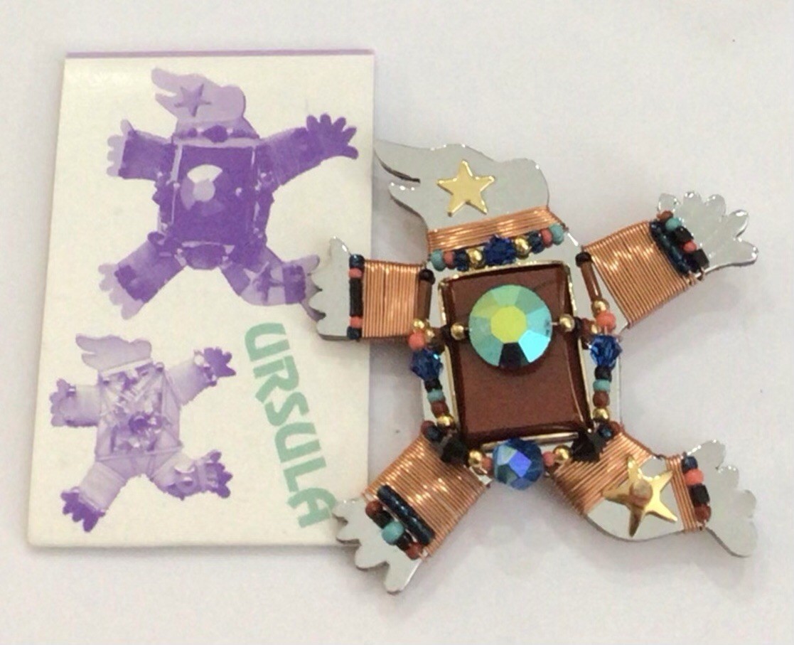 Liztech Ursula Bear Brooch Pin NWT Glass Beads AB Copper Coated Wire Nov-17