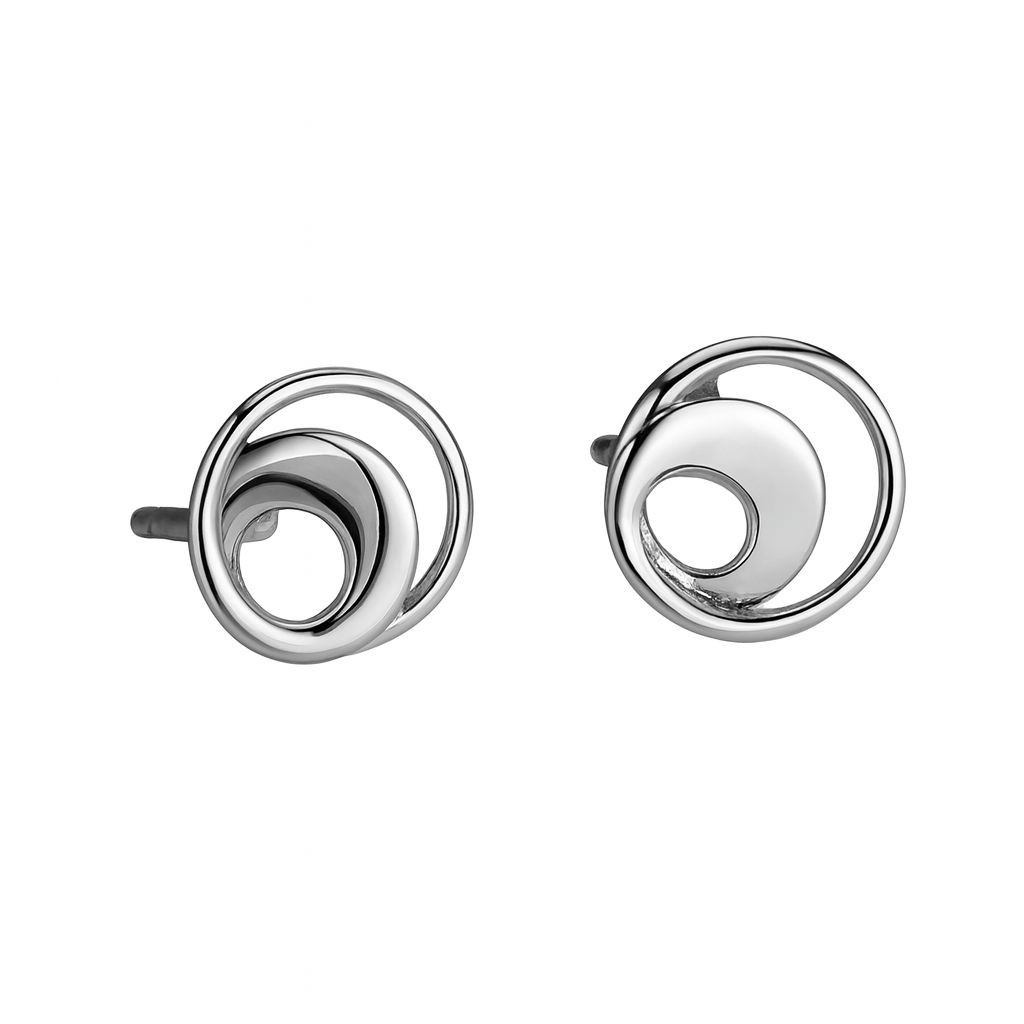925 Silver Ladies Kids Earrings 7mm Stud Spiral Round Stud Earrings