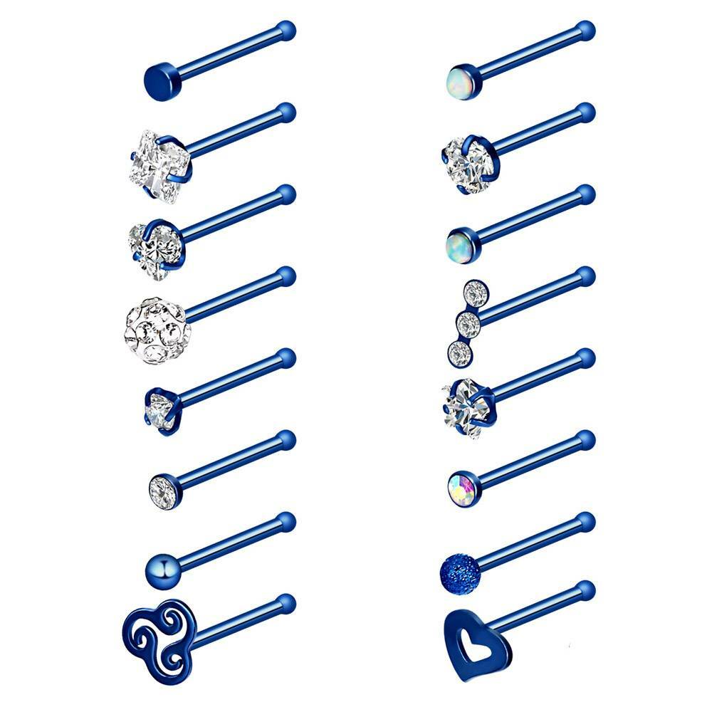 32PCS C-Shaped Nose Hoop Ring Surgical Steel Bone Studs Body Piercing Set 20G