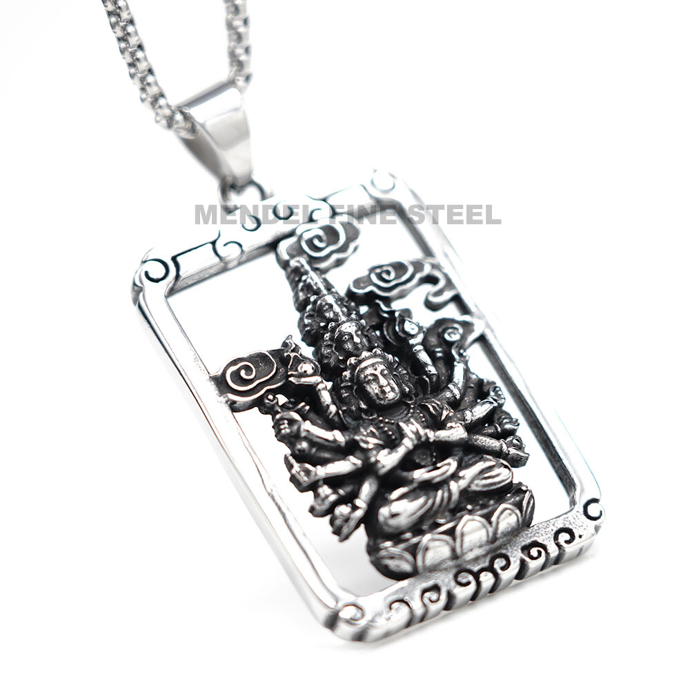 MENDEL Tibetan Buddhist Protection Amulet Kuan Guan Yin Buddha Pendant Necklace