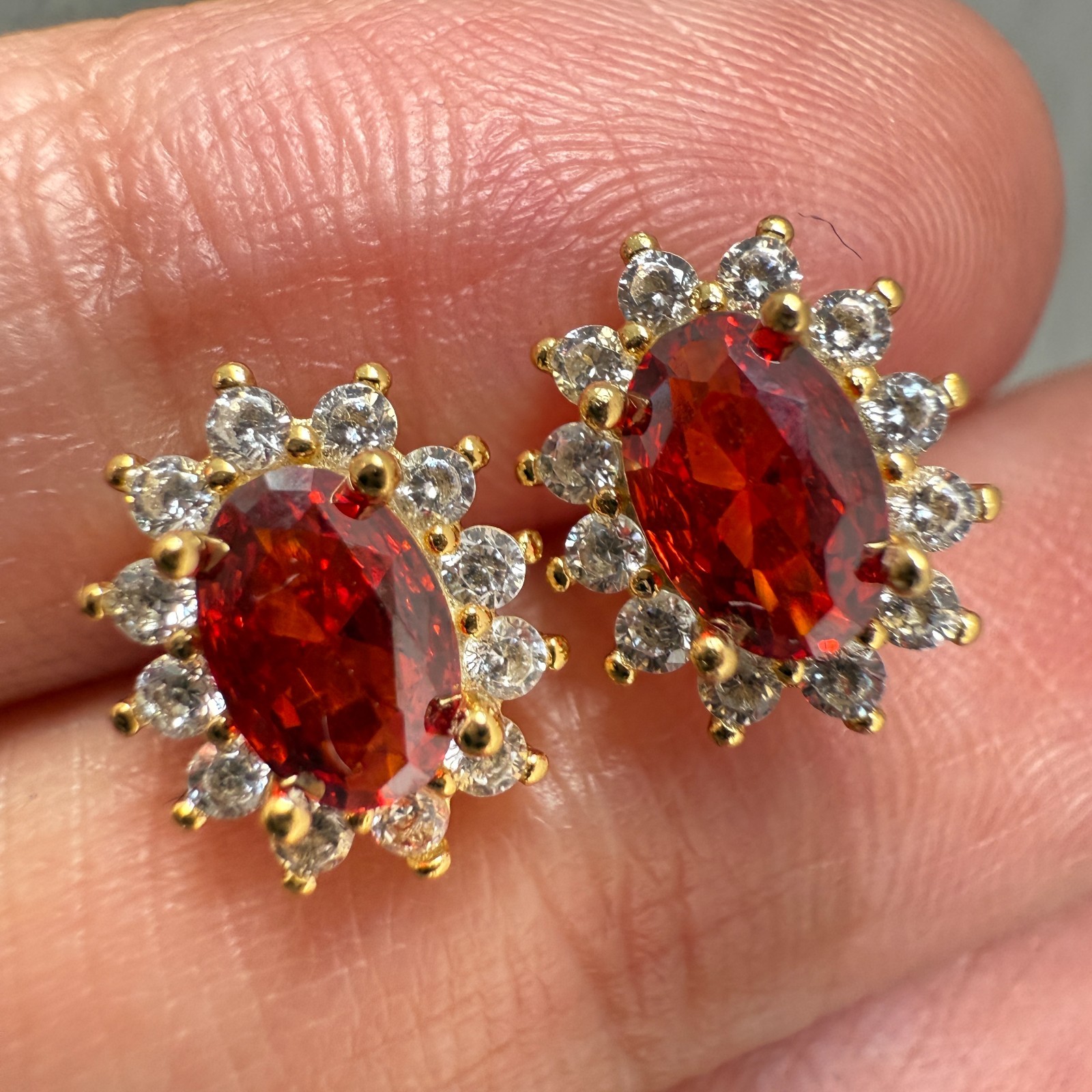 925 Sterling Silver Earrings 6x4mm Natural Rhodolite Garnet Zircon Flower Gift