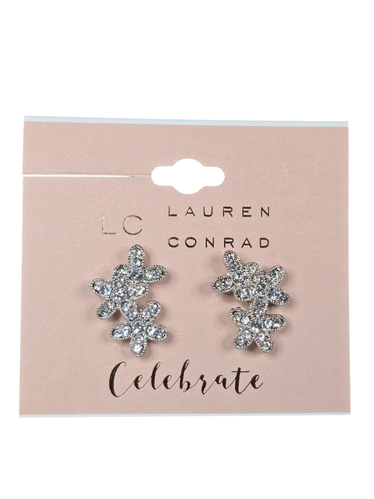 LC Lauren Conrad Women’s Celebrate Flower Rhinestone Stud Earrings NWT