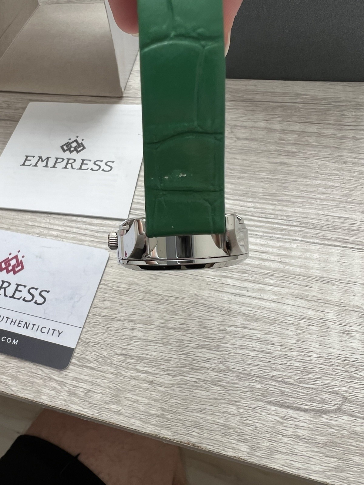 Empress Beatrice Ladies Automatic Green Dial Leather Watch EMPEM2002 – New