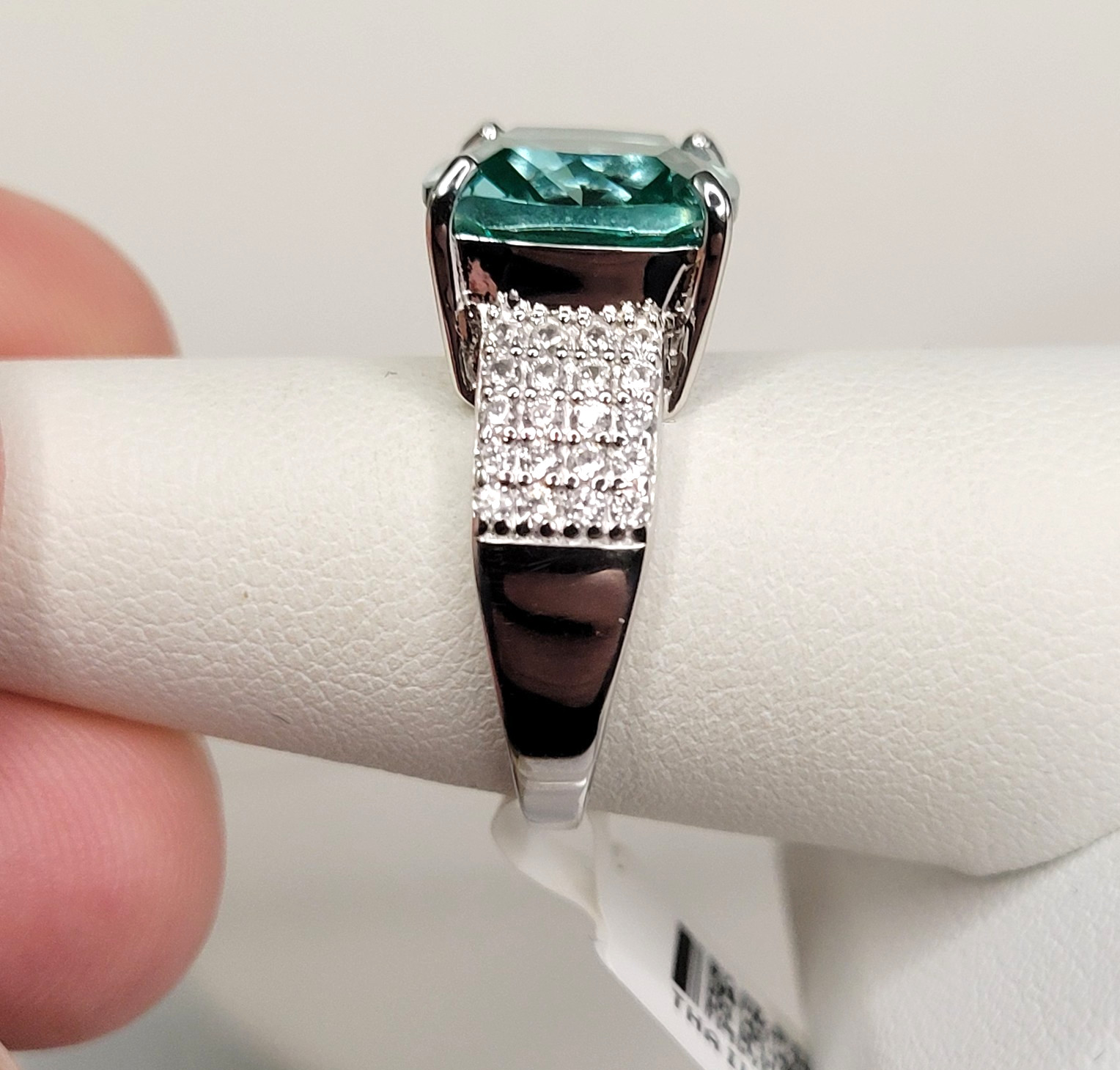 JTV BBJ 925 Green Spinel Gemstone Ring 7.69ctw Rhodium over Sterling Silver sz8