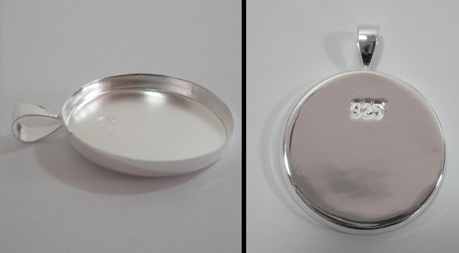 925 Solid Sterling Silver Pendant Tray 25 mm (1 inch) diameter