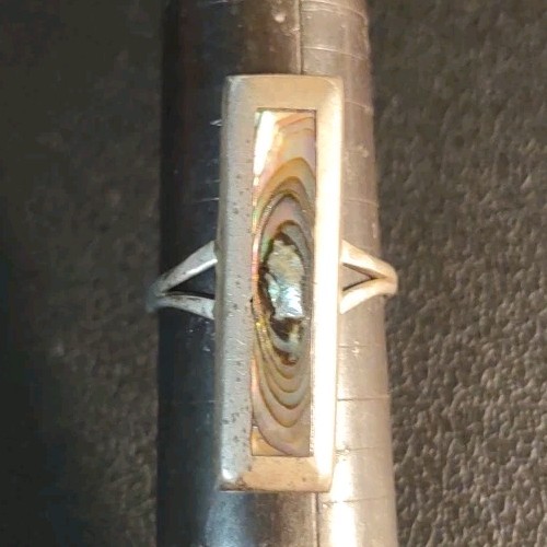3.2 Grams Size 7.5 Sterling Silver Southwest Abalone Ring Old Pawn