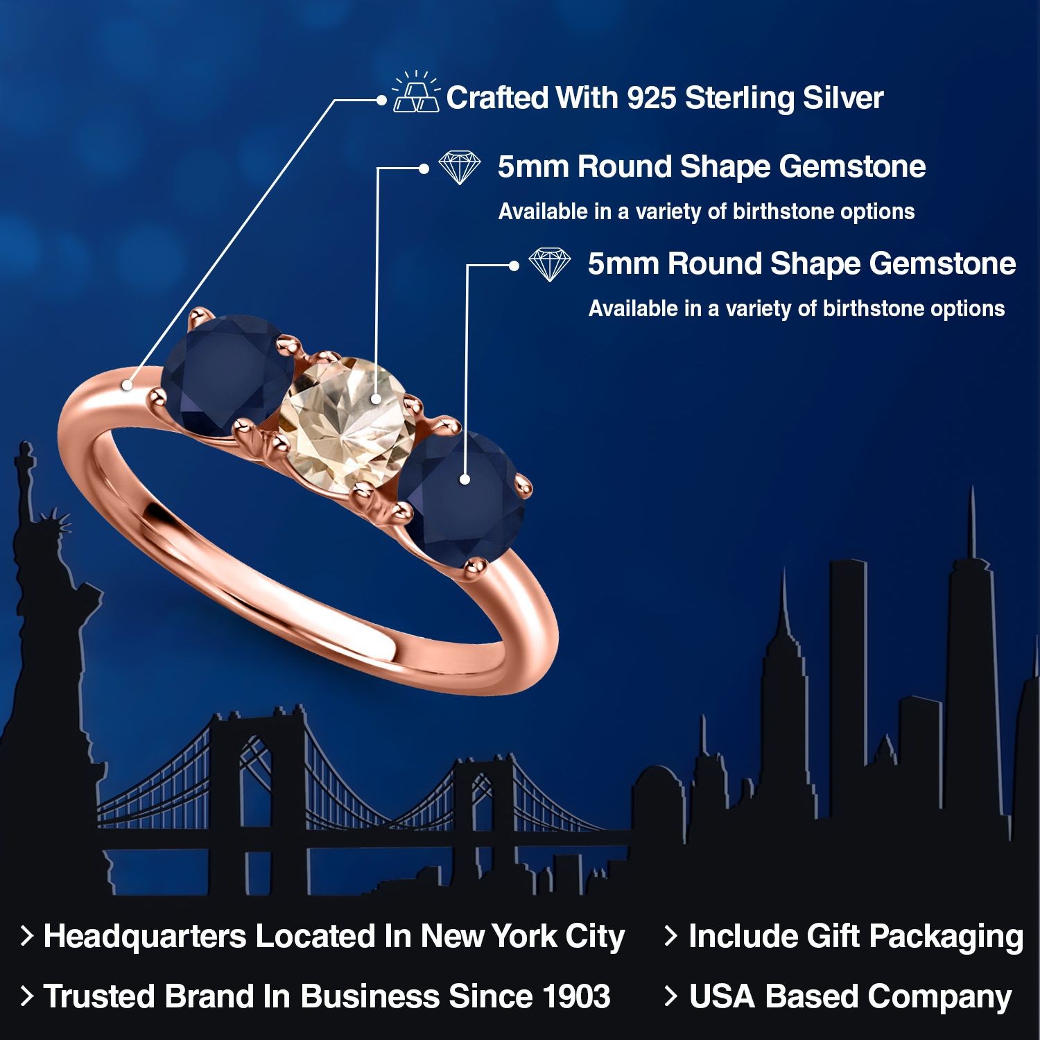 18K Rose Gold Plated Silver Peach Morganite and Sapphire Engagement Ring For