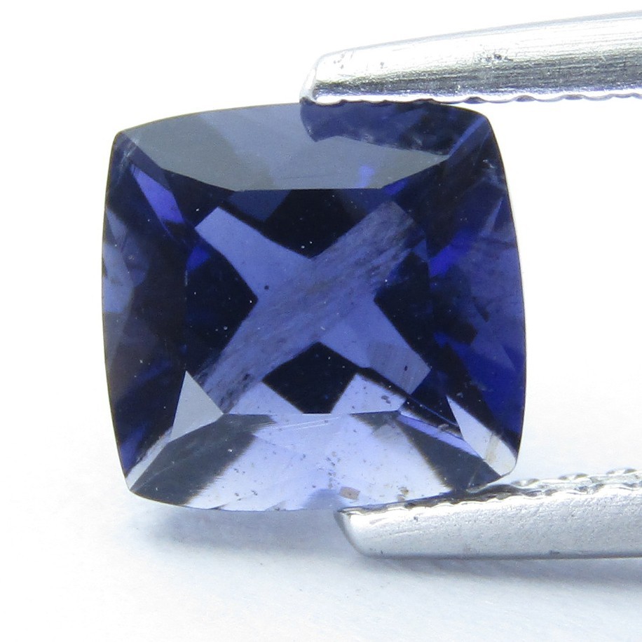 1.78Cts Glorious 100% Natural Iolite 7.3x7mm Cushion Loose Gemstone
