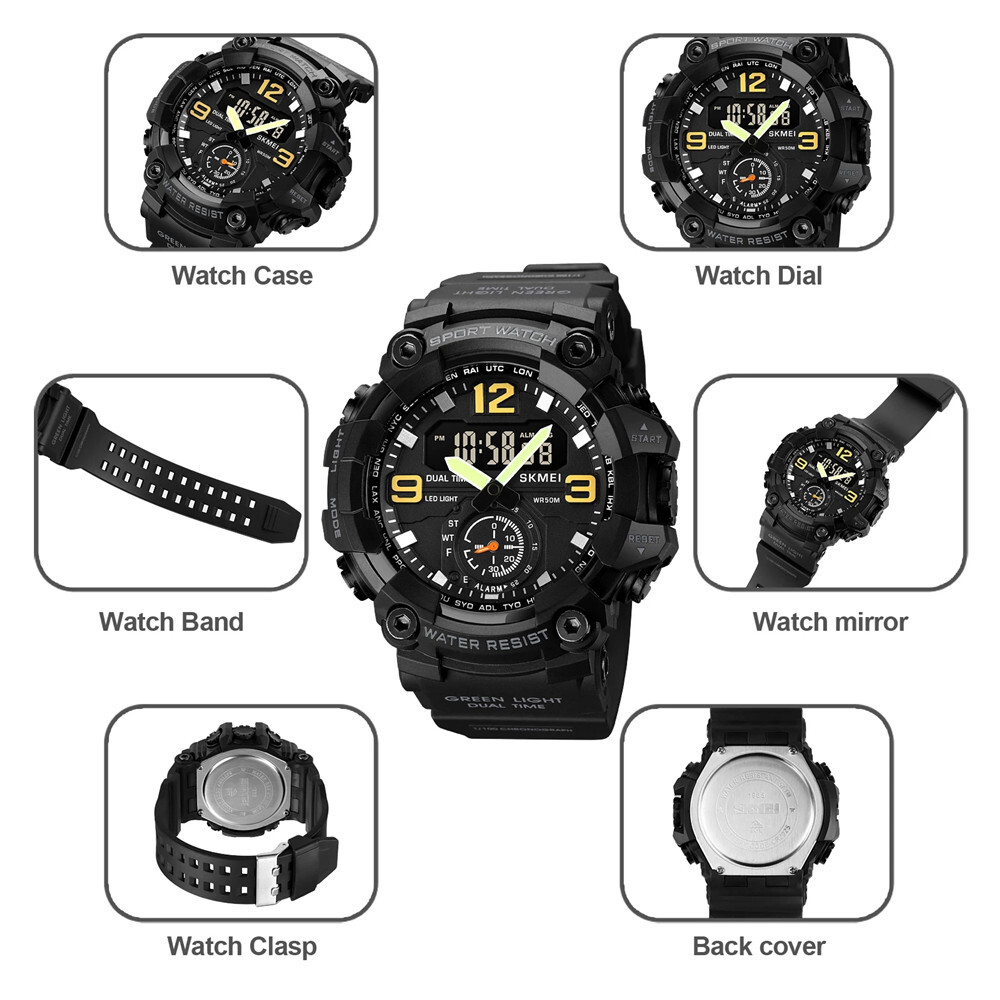 SKMEI Men Military Watch Camouflage Wristwatch LED Digital Quartz Sport Watches