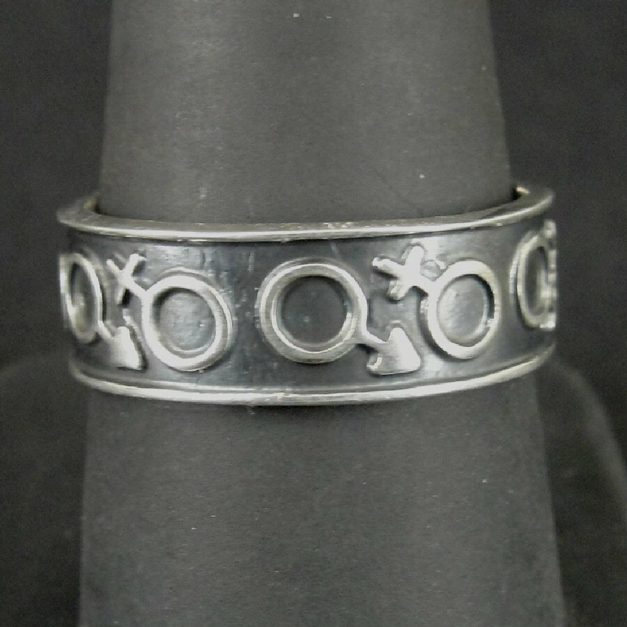 Ring Silver Male and Female Symbols Design Band Sterling 925 Size 9 Ring
