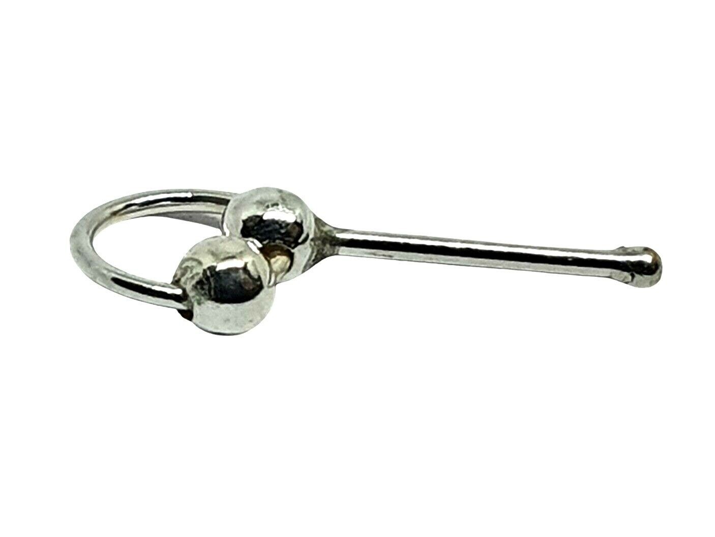 Double Ball Nose Stud Ring 925 Sterling Silver Ball Stay Piercing Body Jewellery