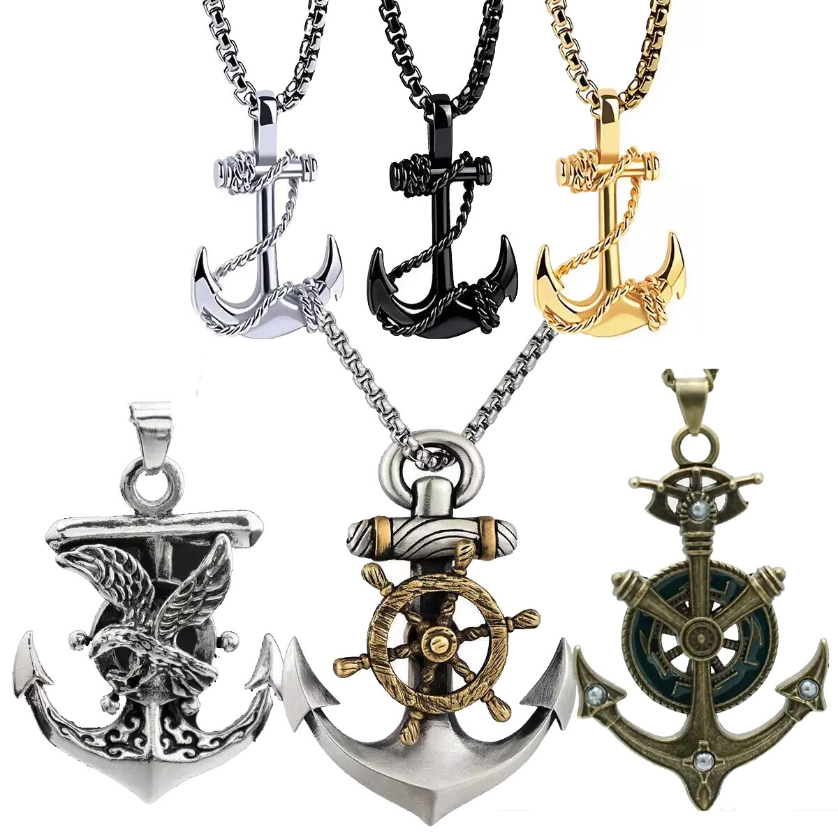 Anchor Necklace Pendant Jewelry Nautical Navy Boating