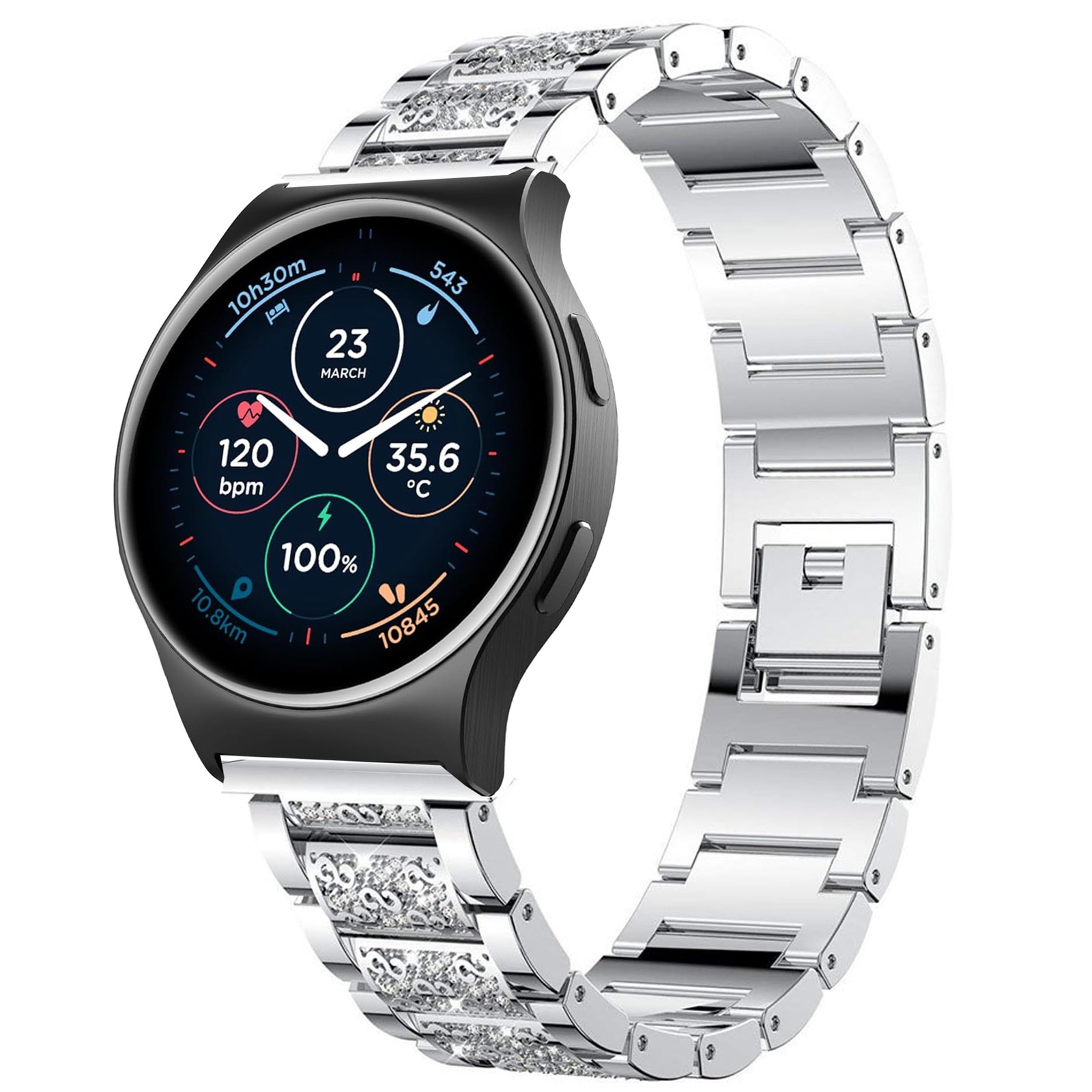 Compatible with Moto Watch 120 Bands, 18mm, 20mm, 22mm 18mm size band, Silver