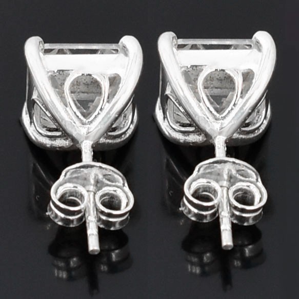 RARE 7 Ct Certified Asscher Cut White Diamond Solitaire Studs-FREE Studs