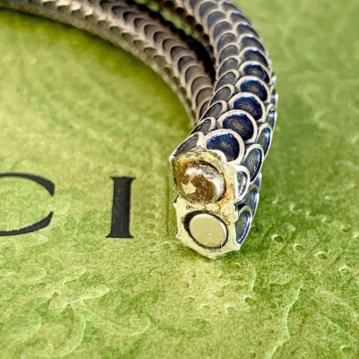 GUCCI Silver Snake Design Bangle Bracelet 5.9in No Box Used Men’s Japan