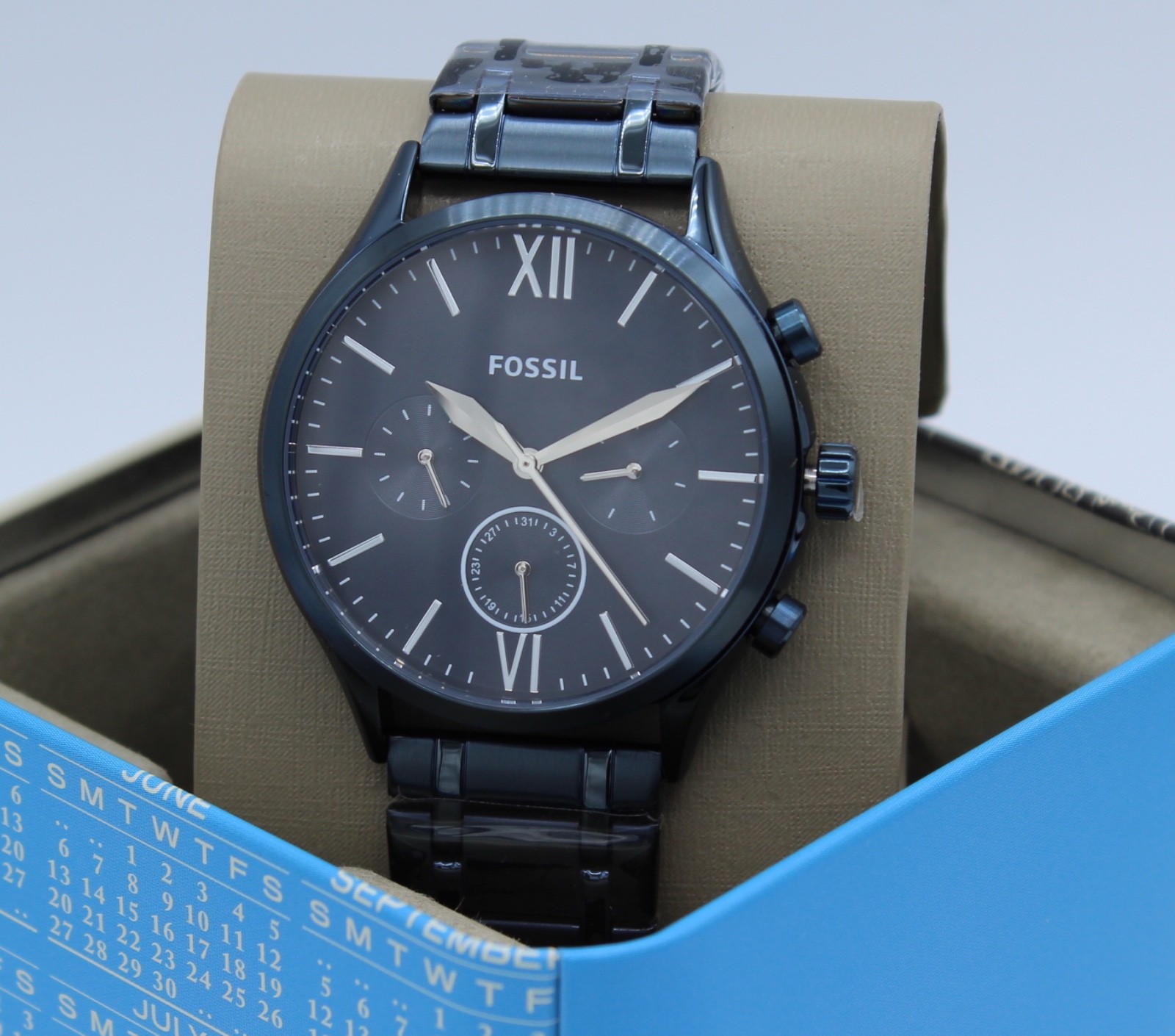 NEW AUTHENTIC FOSSIL FENMORE MIDSIZE CHRONOGRAPH NAVY BLUE BQ2403 MEN’S WATCH